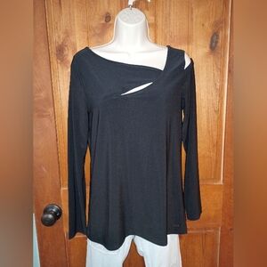 DKNY Black Cutout Long Sleeve Top